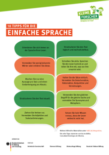 Plakat "Zehn Tipps für die Einfache Sprache" als pdf.