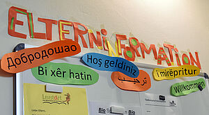 Eltern-Informationstafel in unterschiedliche Sprachen übersetzt